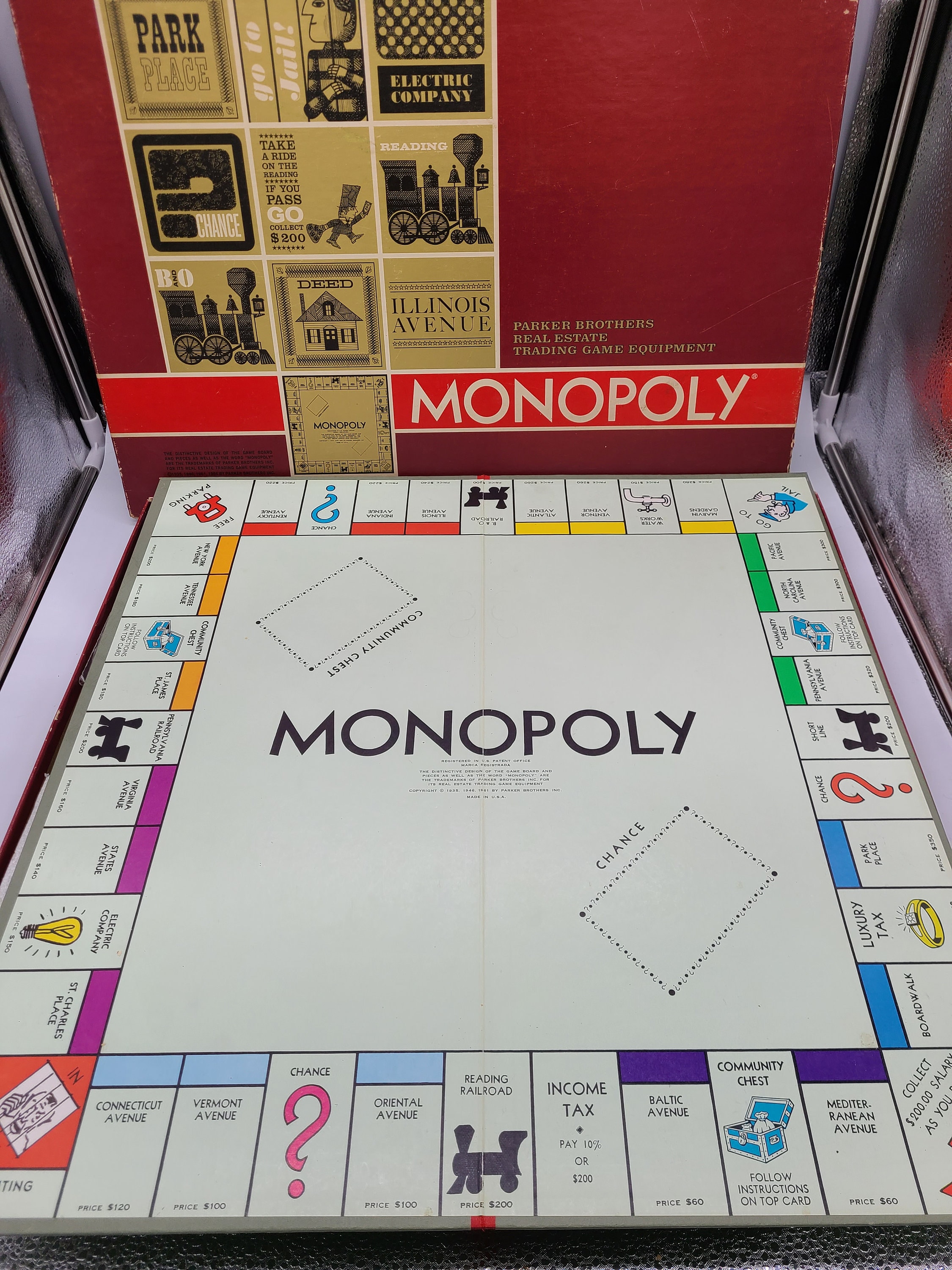 1964 年製ヴィンテージの赤い箱入りモノポリー ボード ゲーム。 - Etsy