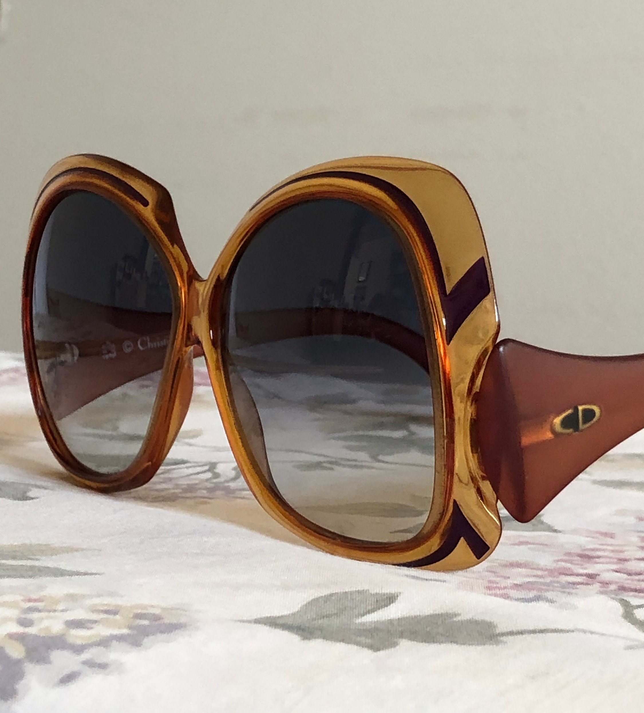 Vintage Christian Dior 2044-80 Optyl Honey Frame Sunglasses Made