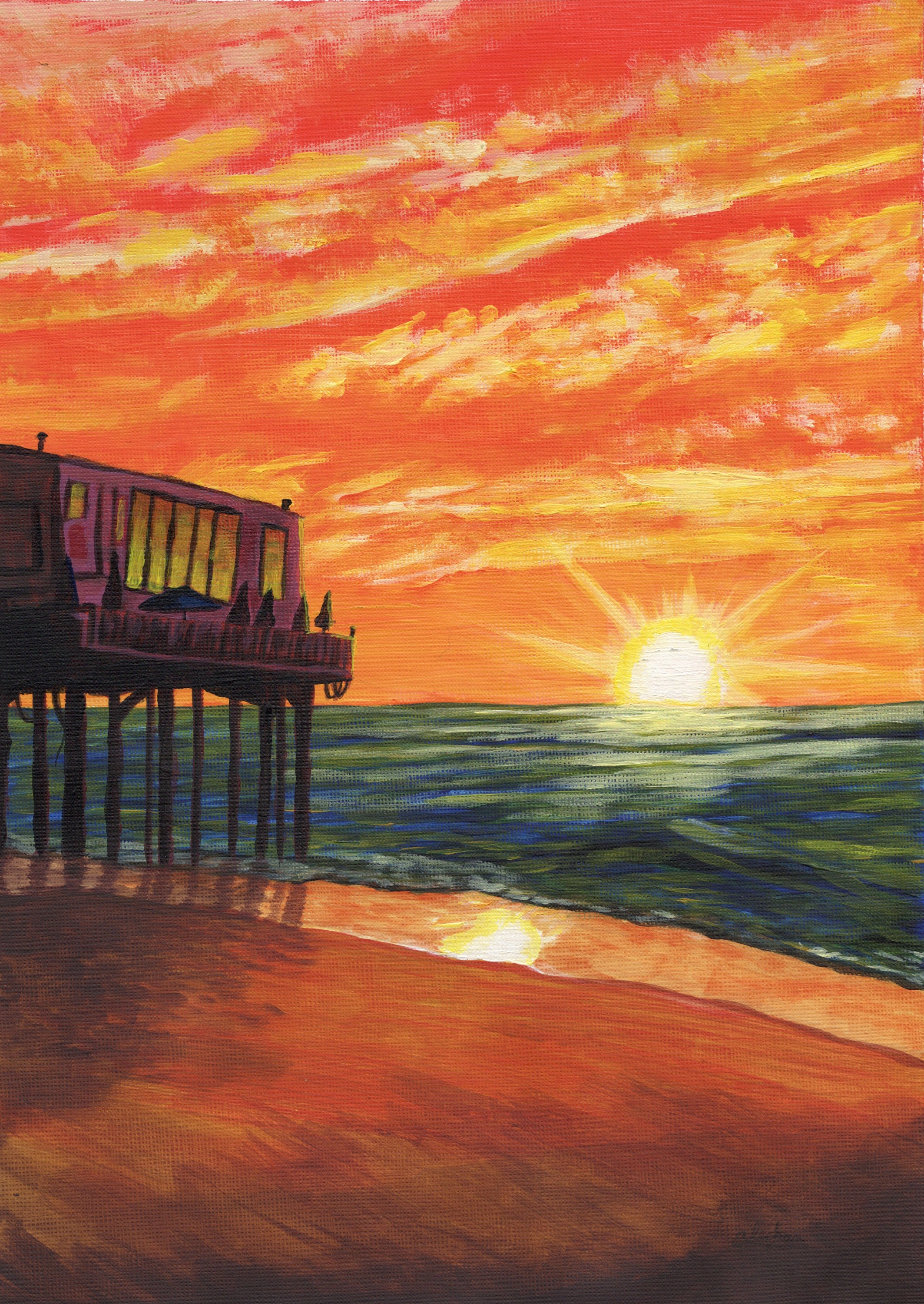 Painting Sunset Beach Acrylic Wall Art for Living Room Entryway