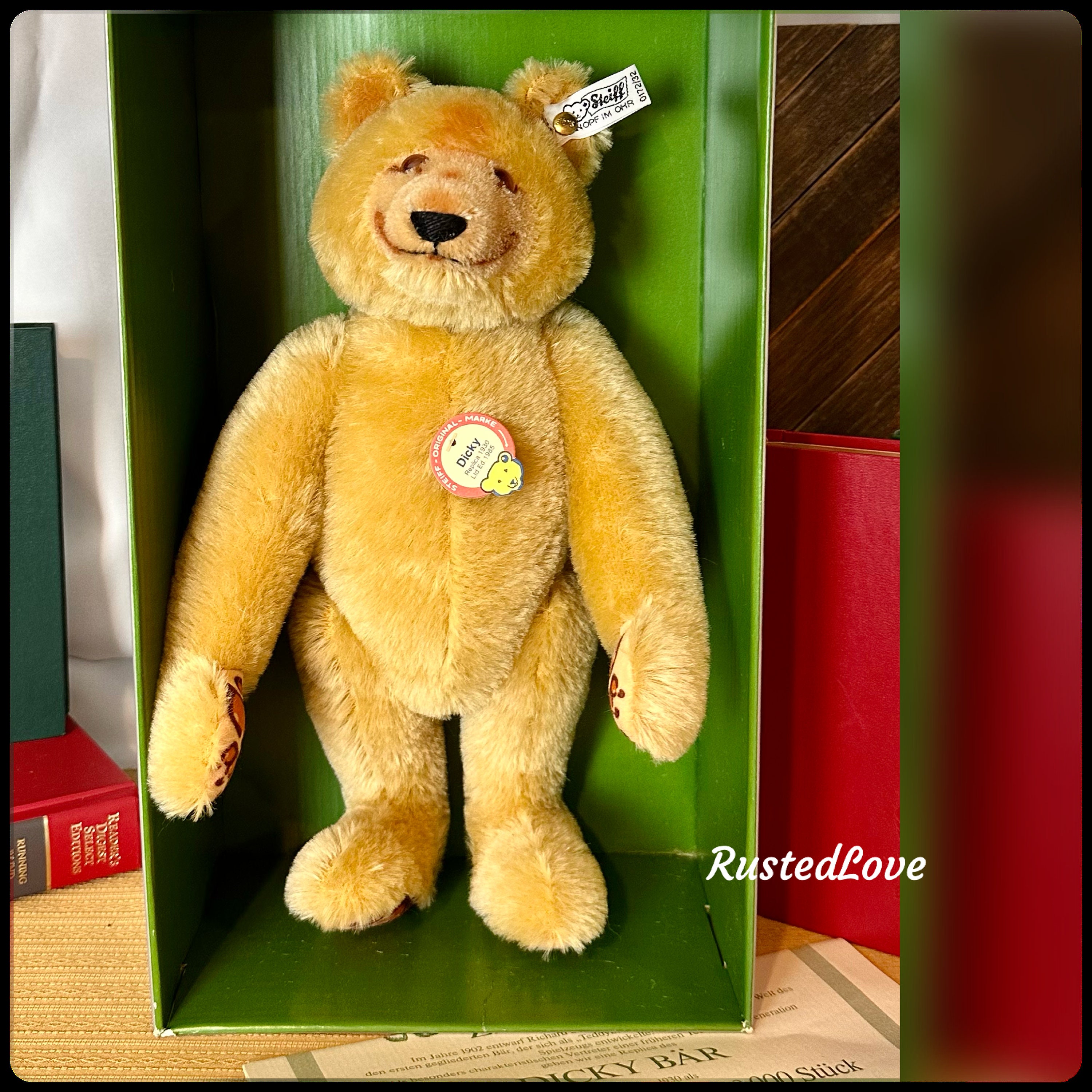 Vintage Steiff Dicky Bear Replica 1930, Mohair, Limited Edition 14