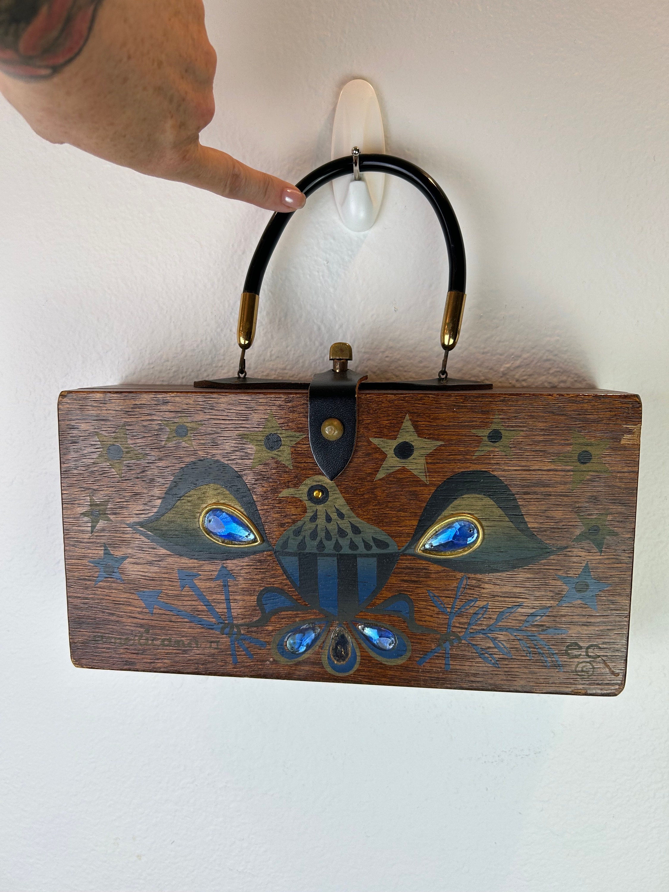 Vintage Enid Collins Wood Box Purse, Americana Design - Etsy
