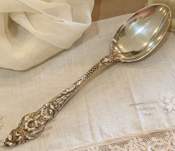Antique Reed & Barton Sterling Silver Serving Spoon Les Six Fleurs