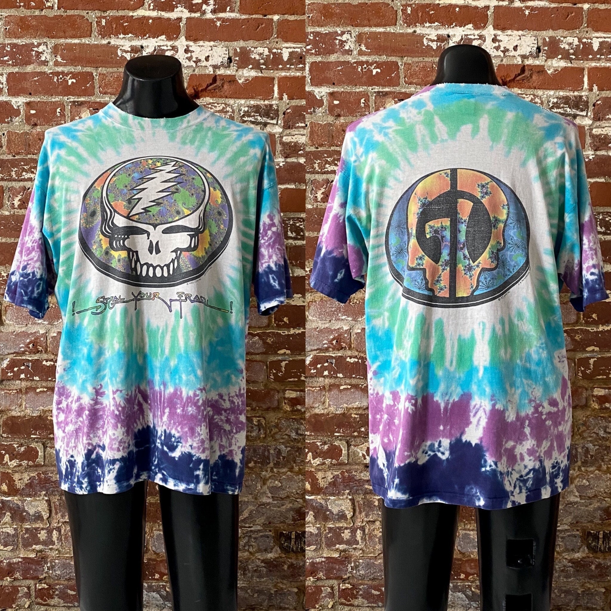 90s Grateful Dead Steal Your Fractal Tie Dye Tee. Nicely Worn