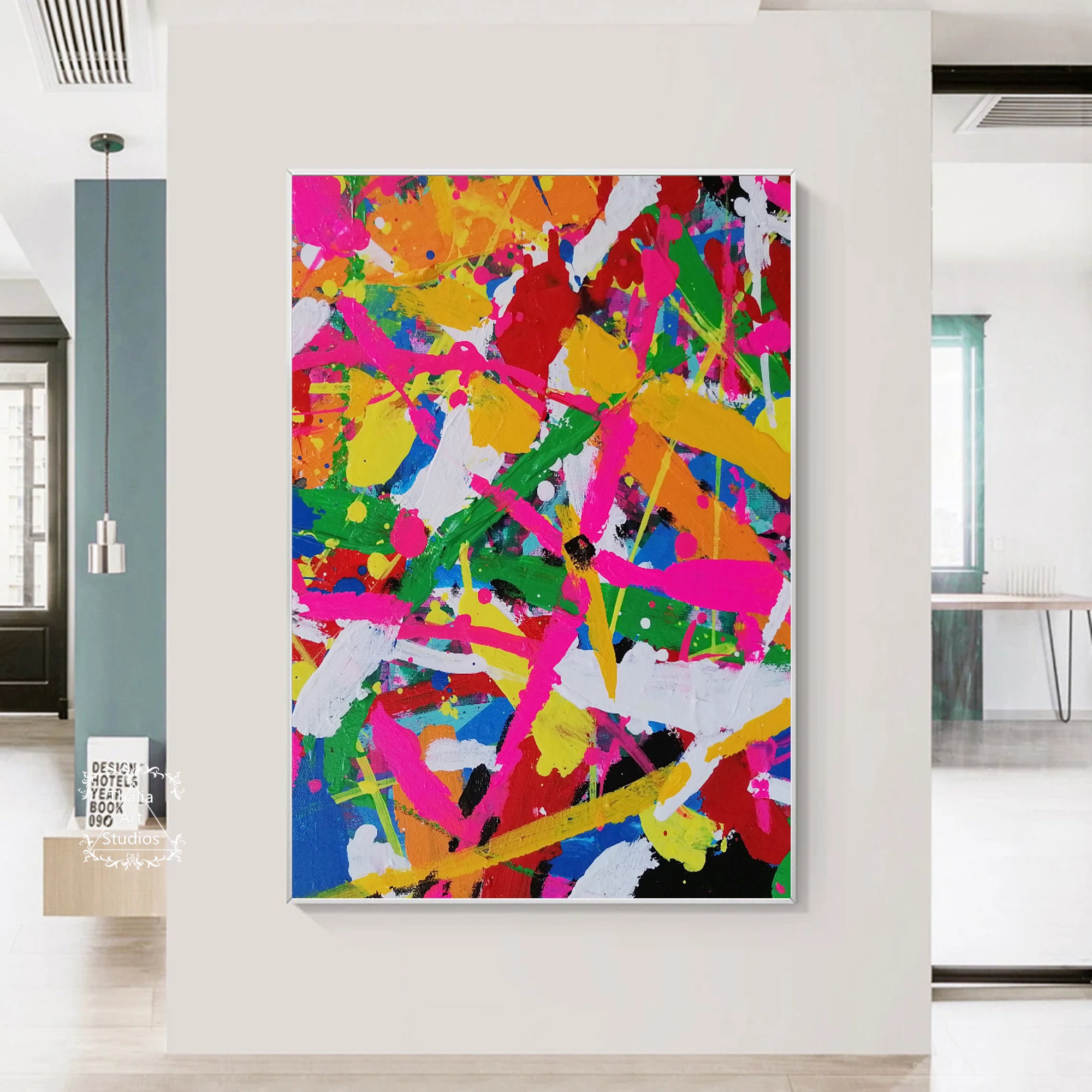 カラフルな抽象画 大きなカラフルな抽象画 アート 明るい抽象画 壁