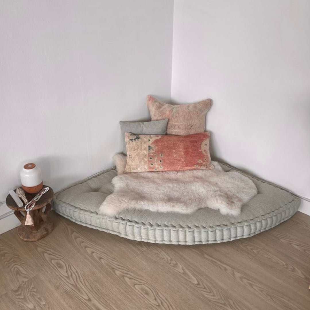 Corner Floor Cushion, Handmade French Style Reading Nook Pillow