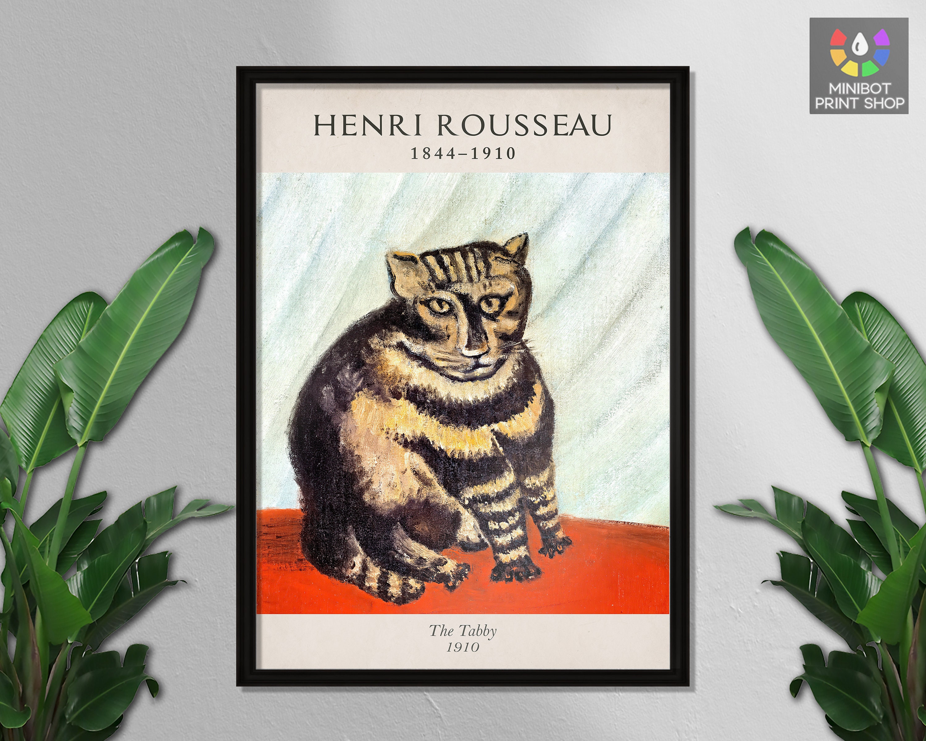 アンリ・ルソー「ぶち猫」のアートプリント：素朴な原始主義の壁画