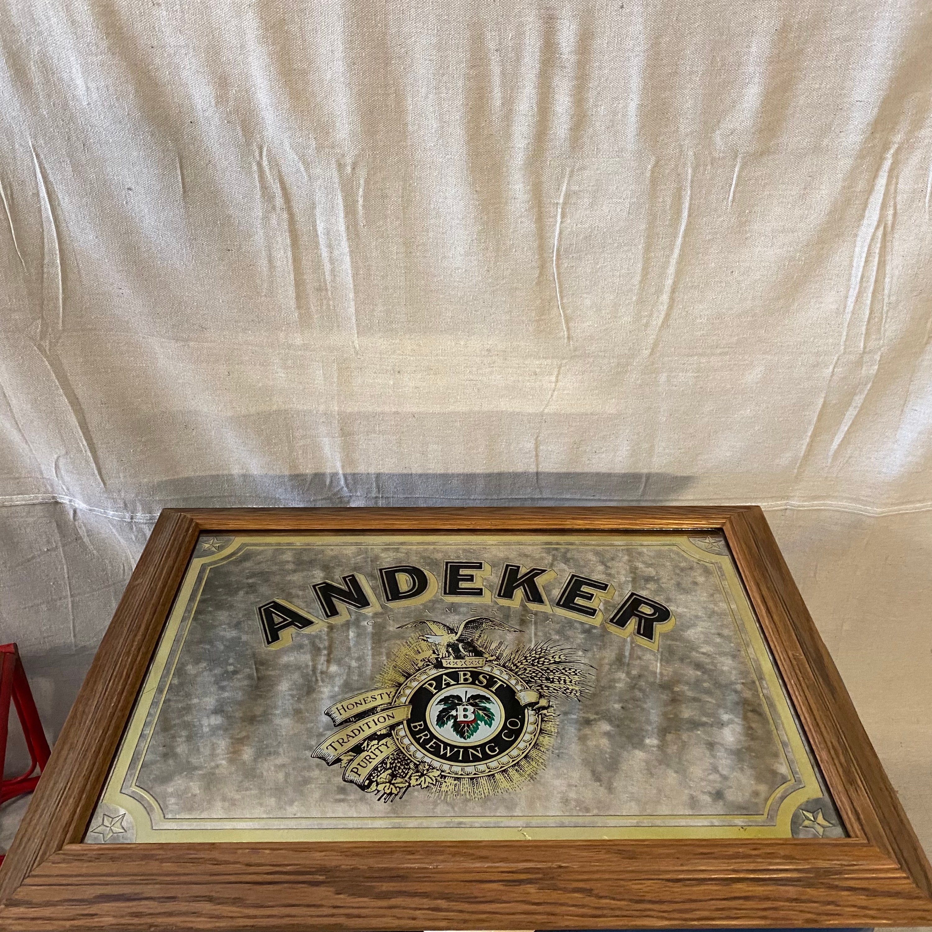 Vintage Andeker Pabst Brewing Company of America Framed Mirror