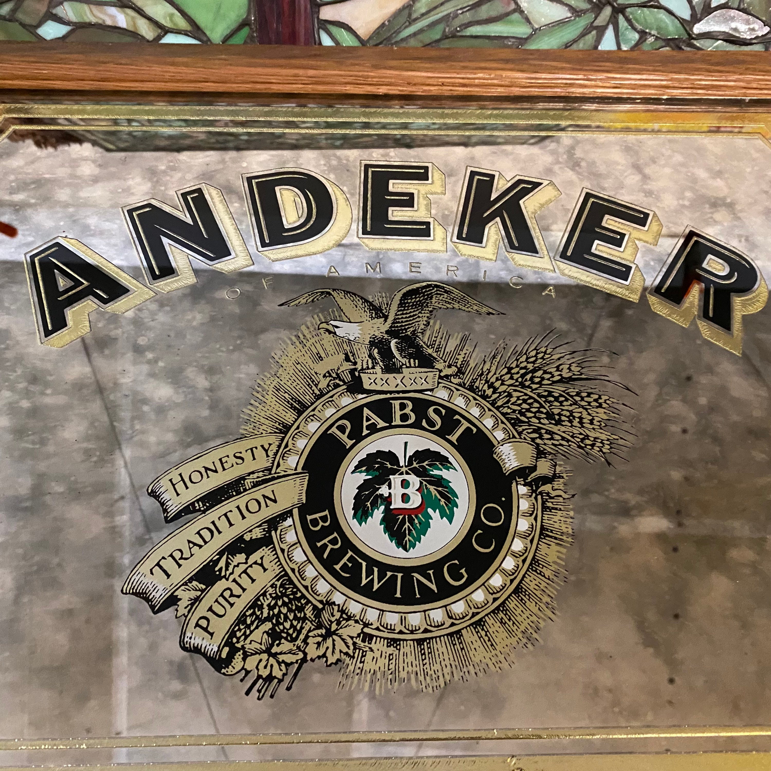 Vintage Andeker Pabst Brewing Company of America Framed Mirror