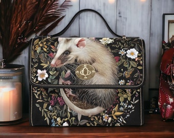 Opossum Canvas Saddle Bag, Cute Possums Animal Shoulder Bag