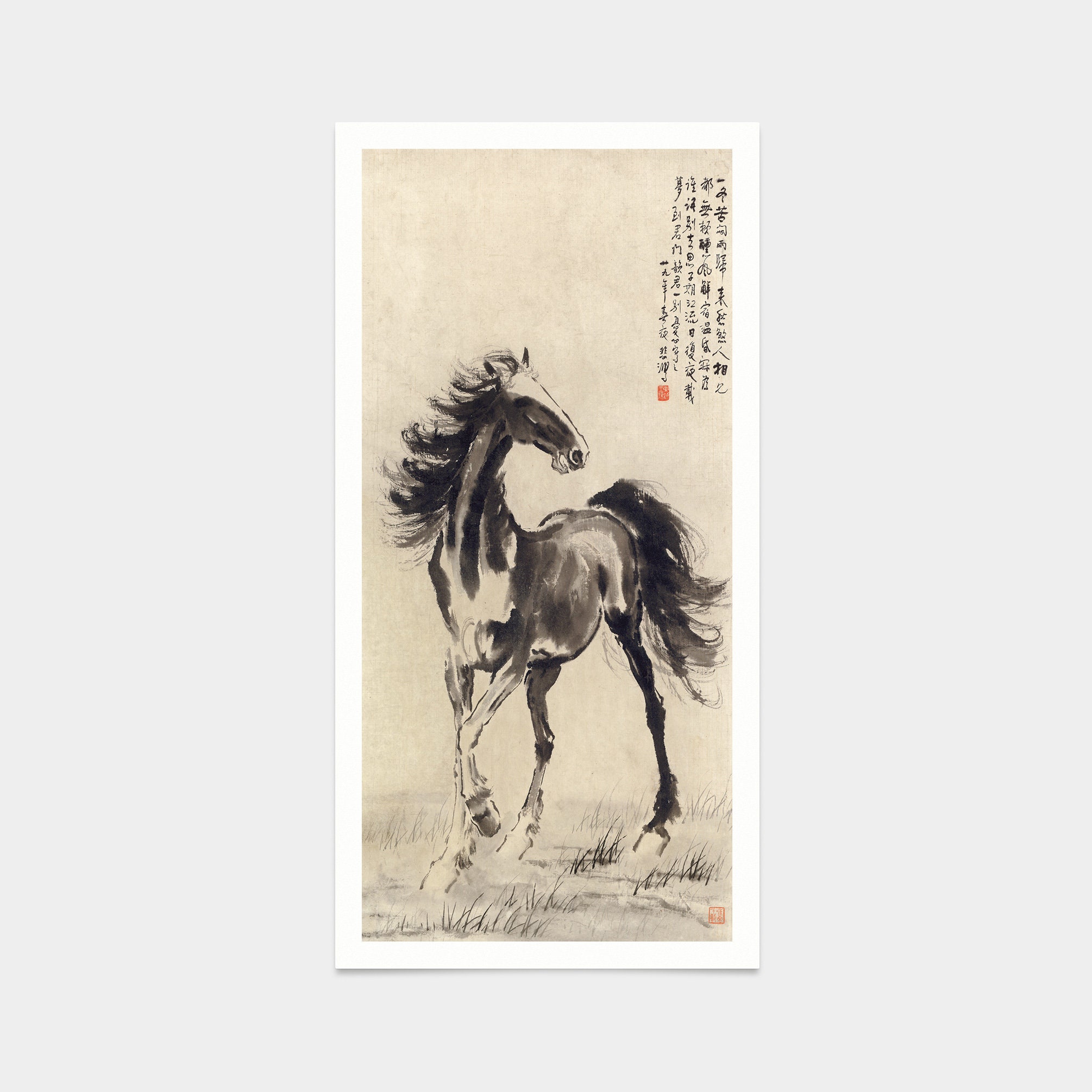 Xu Beihong、中国の水墨画の馬、馬の芸術、日本の版画、アートプリント