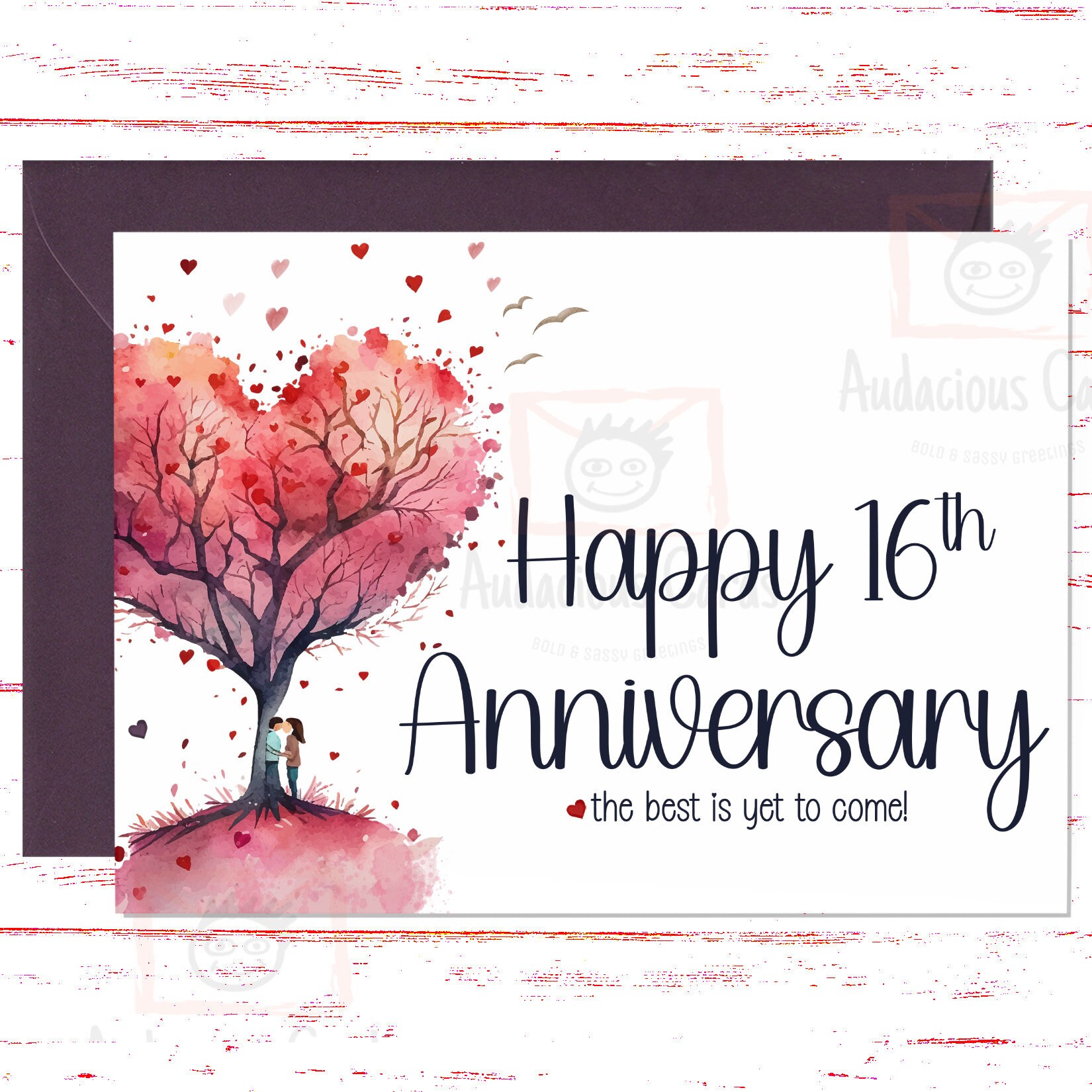 16th Anniversary Card: Love Tree Greeting Card - Etsy