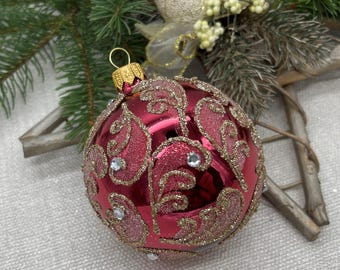 模様付きボール、手描きのクリスマスガラスオーナメント、カスタム