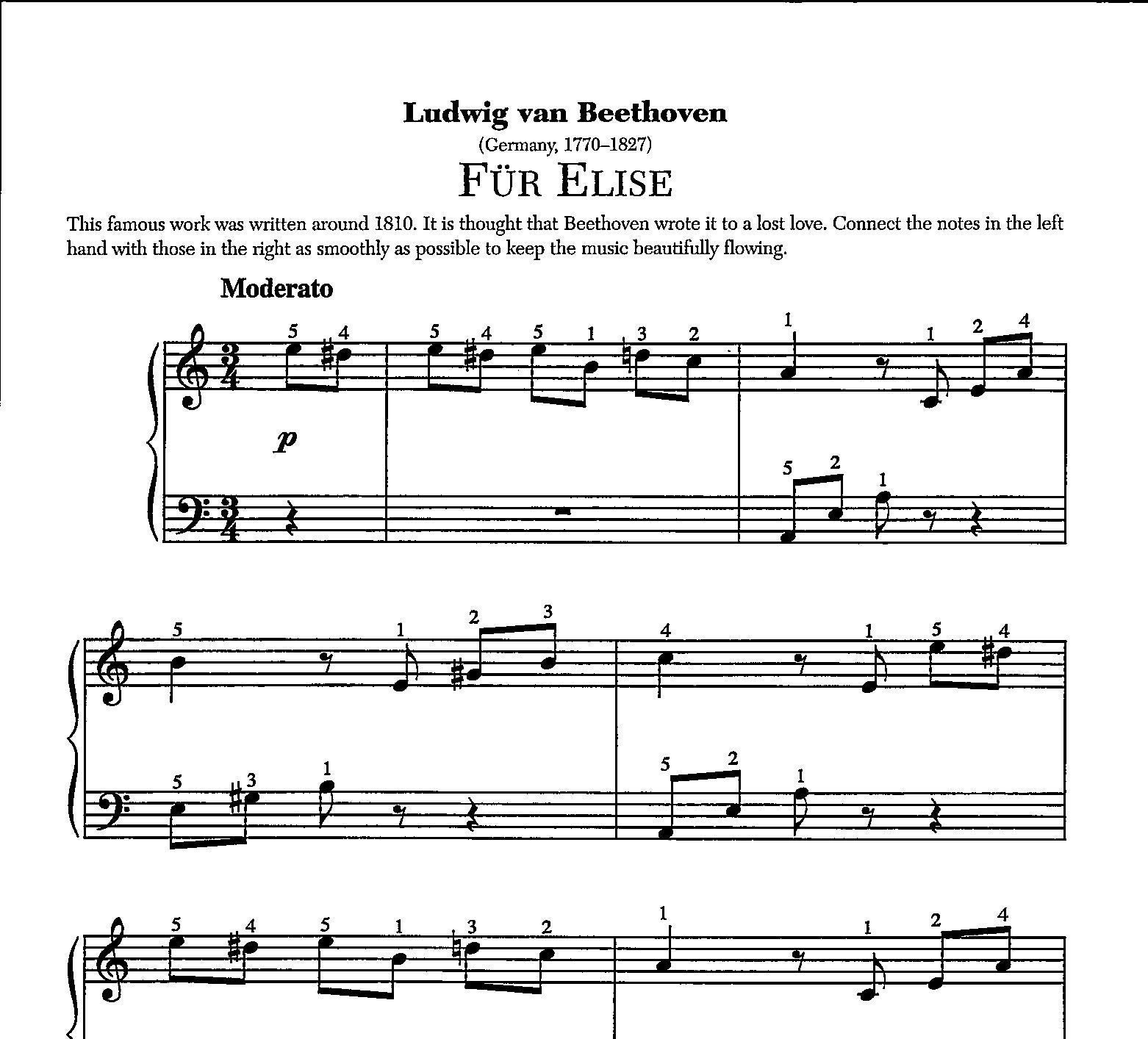 Fur Elise Digital Sheet Music by Ludwig Van Beethoven (1770-1827