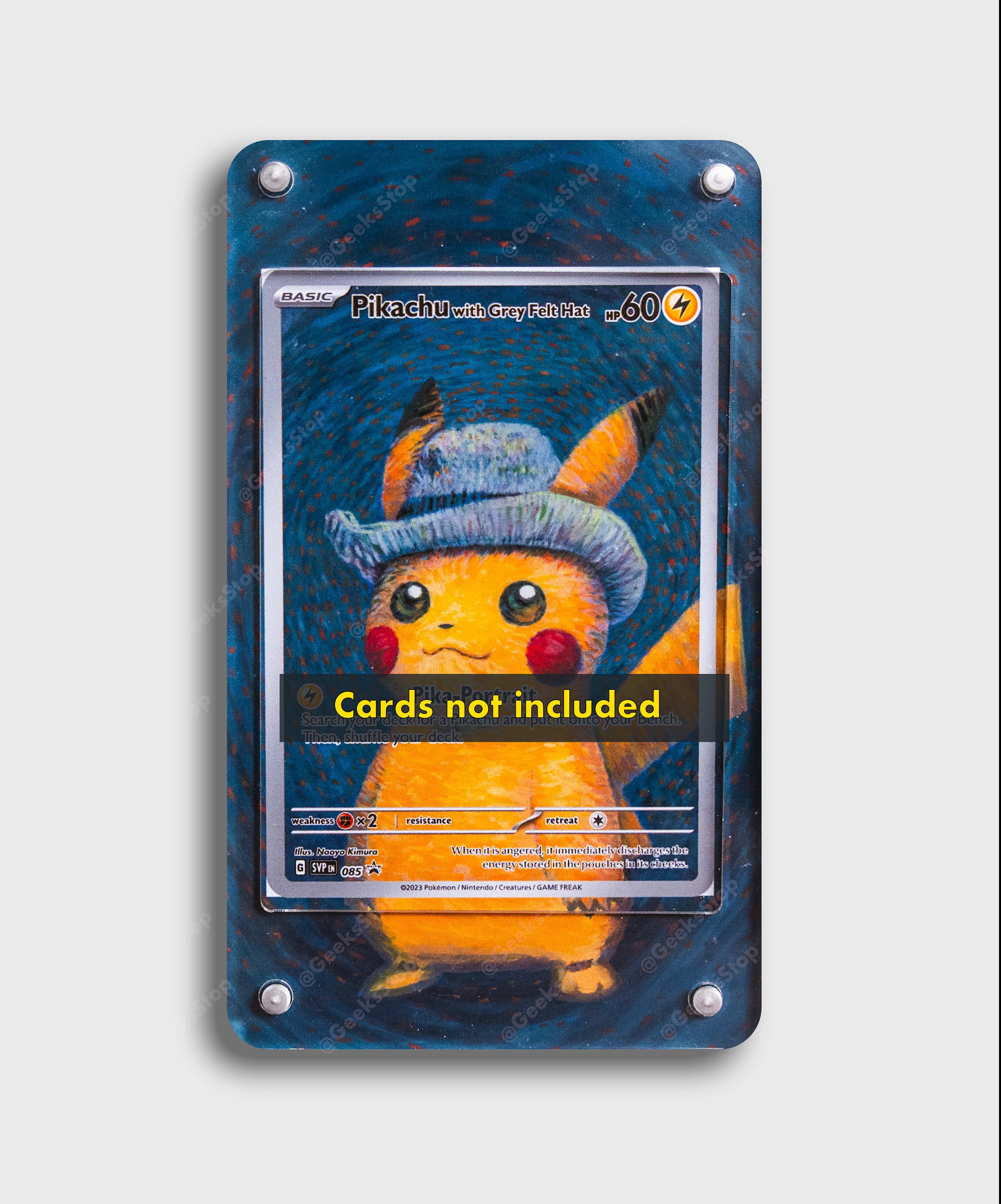 Pikachu With Grey Felt Hat | Extended Art Display Case for Pokemon