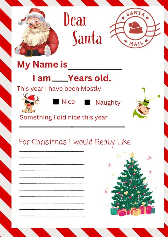 Letter to Santa, Printable Easy Letter to Santa, Instant Download