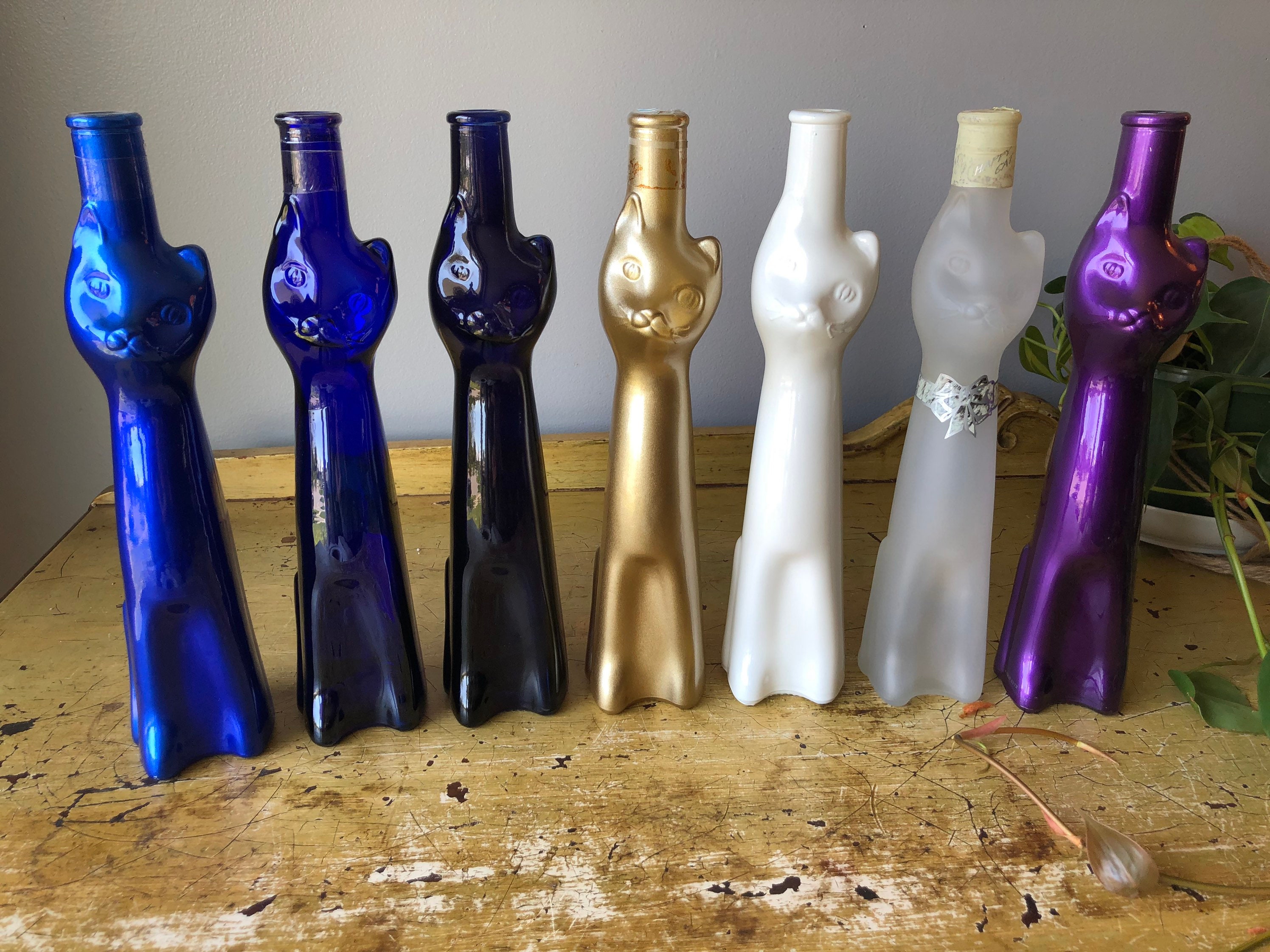 Collectable Coloured Cat Shaped Wine Bottles - Etsy