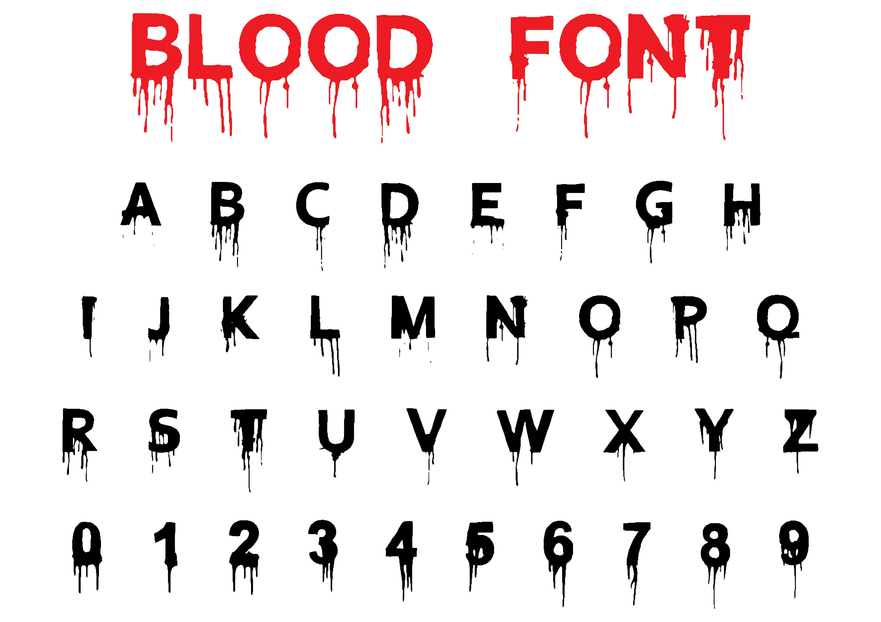 血まみれのフォント SVG、滴るフォント SVG、血まみれの文字、血まみれ