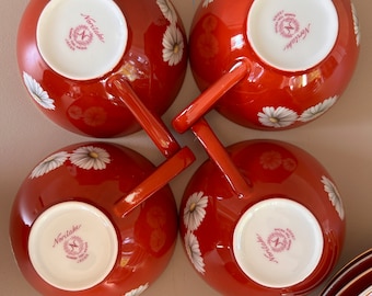Noritake Nippon Toki Kaisha Red Daisy Tea Set 1950s - Etsy