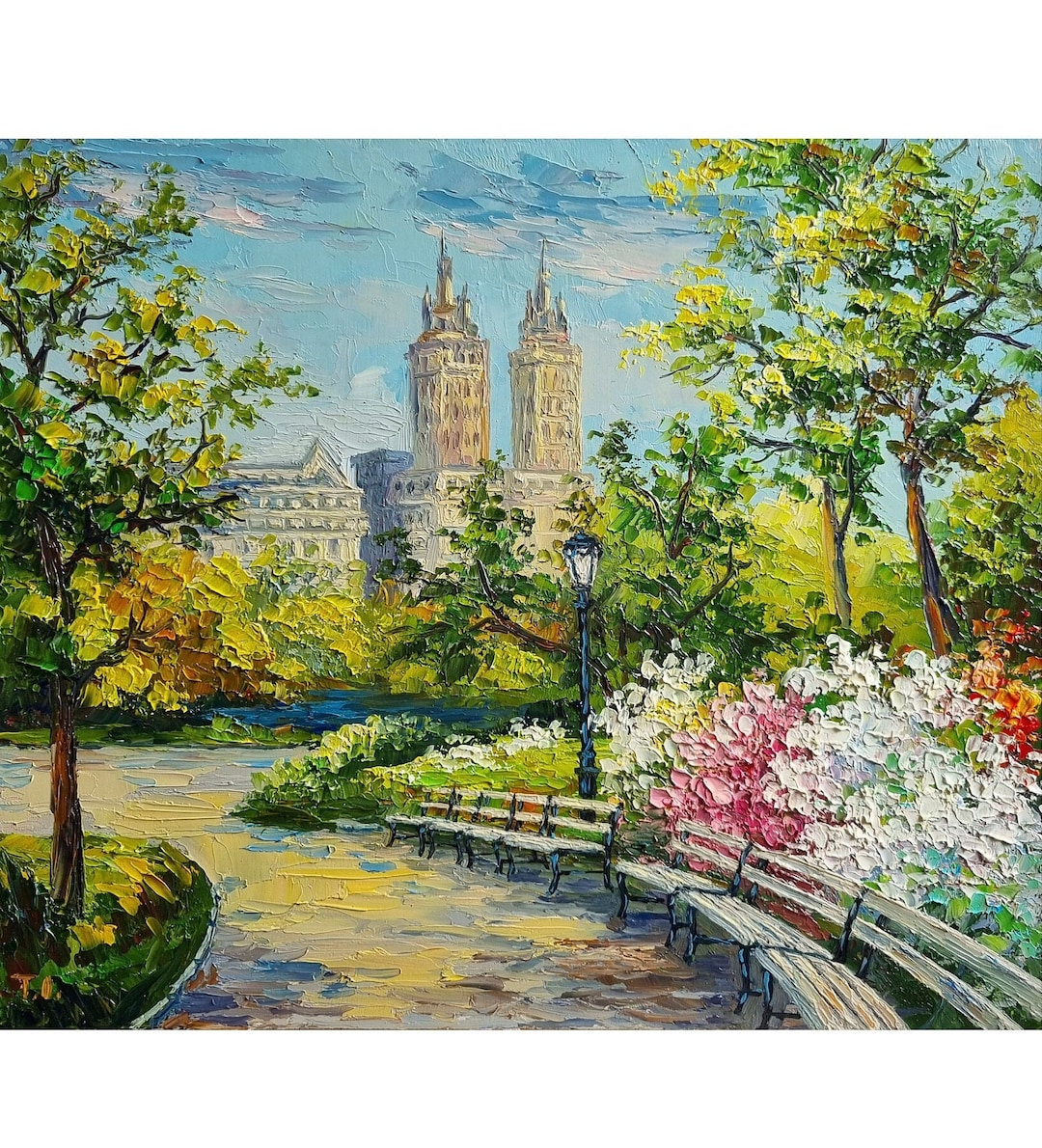 Central Park Oil Painting, Spring Floral Landscape Art, 11x13 - Etsy