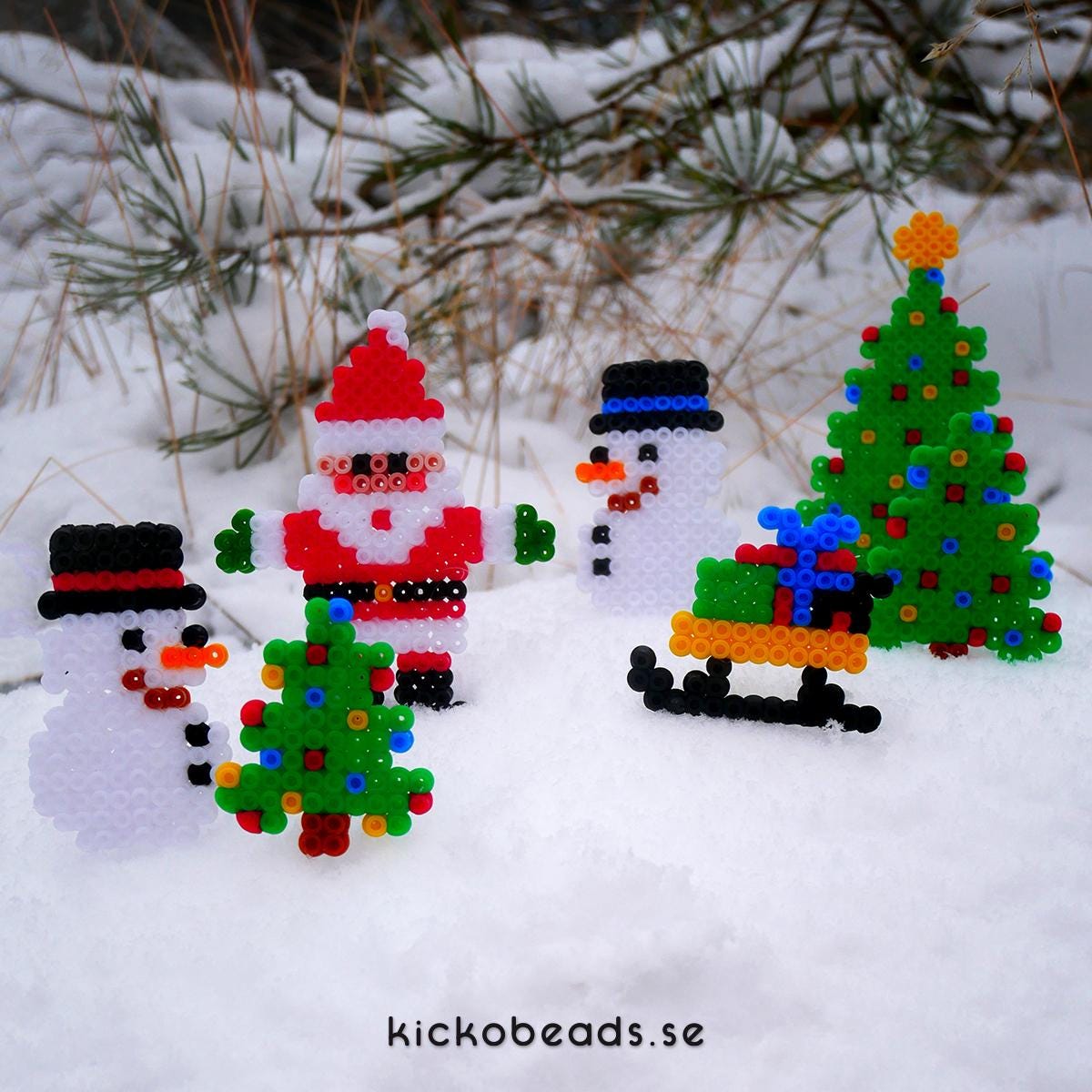 3x CHRISTMAS Perler Patterns Xmas Santa Claus Tree Snowmen