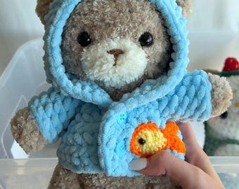 かぎ針編みのフード付きクマのぬいぐるみパターン - Etsy 日本