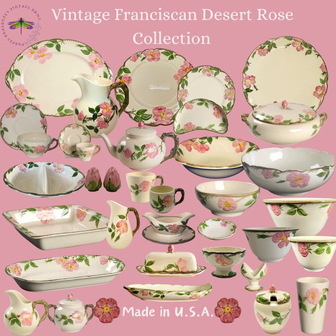 Vintage Franciscan Desert Rose Dinnerware Collection - Made in USA