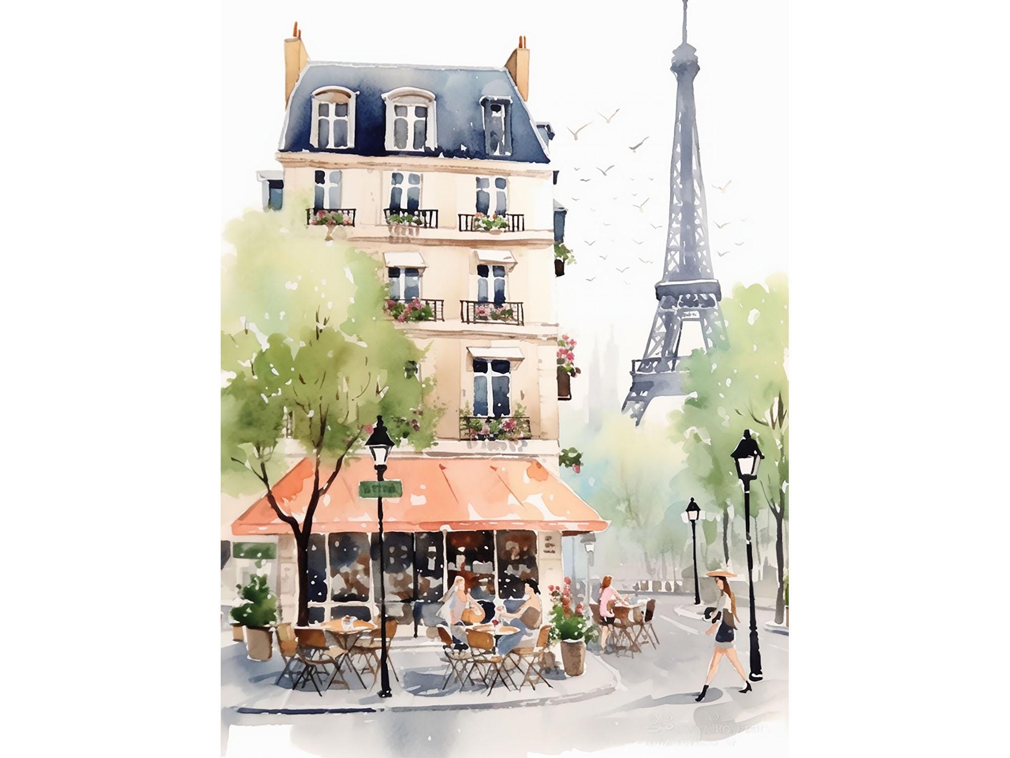 アンティークフランス美しいパリの街並み風景絵画B アンティーク