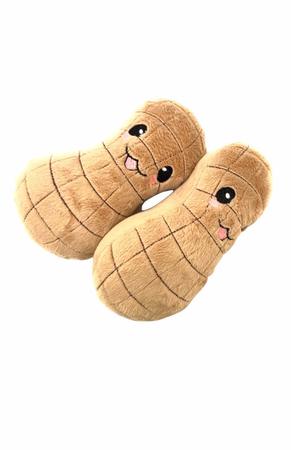 Kawaii Peanut Plush: Embroidered Face, Minky Stuffed Toy - Etsy
