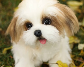 手作りシーズーぬいぐるみ：リアルなコレクター向けテディ犬の肖像画