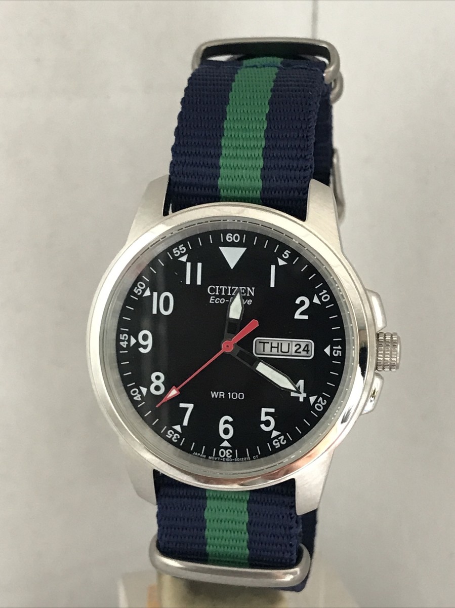 Citizen Men's Eco-Drive Military Style Day/Date Neto Strap Watch