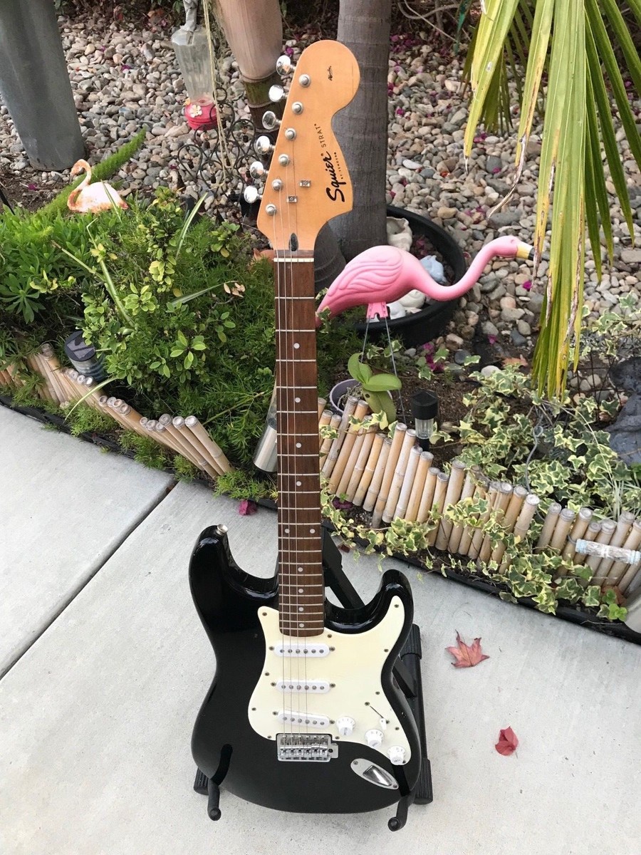 1990's/2000's Squier Strat Black W/White Pickguard Indonesian Made