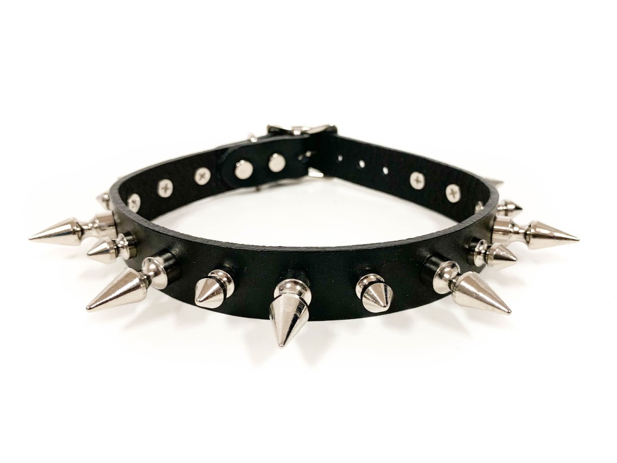Spike Leather Choker Necklace Collar Punk Rock Gothic Rockabilly