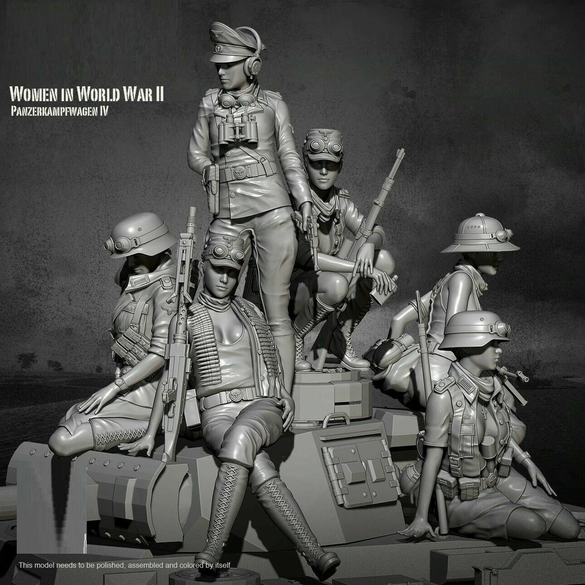 1/35 Resin Figure Model Kit Sexy Girl German Soldiers Waffen-SS