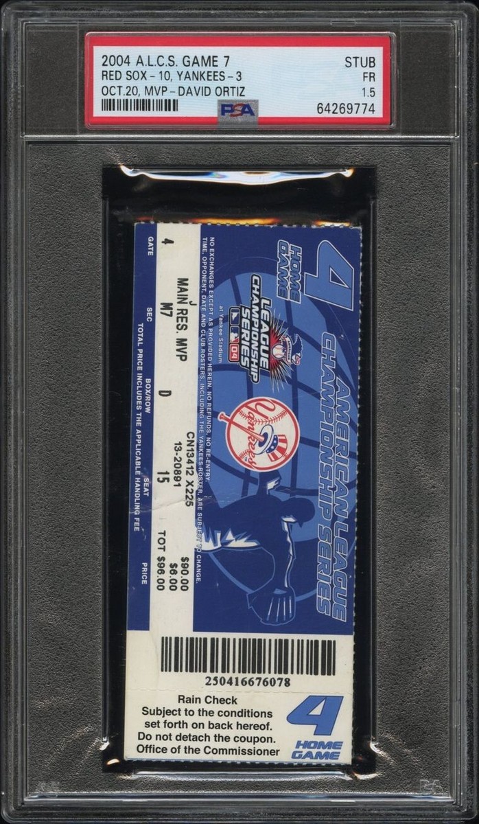 2004 ALCS GAME 7 RED SOX/YANKEES TICKET🎟️REVERSE THE CURSE DAVID