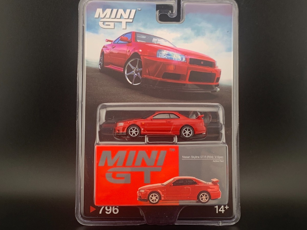 Mini GT Nissan GT-R (R34) V-Spec Active Red #796 1/64 | eBay