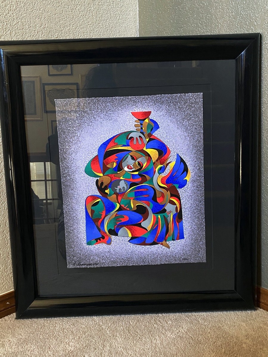 Ukrainian American Anatole Krasnyansky Abstract Blue Swan
