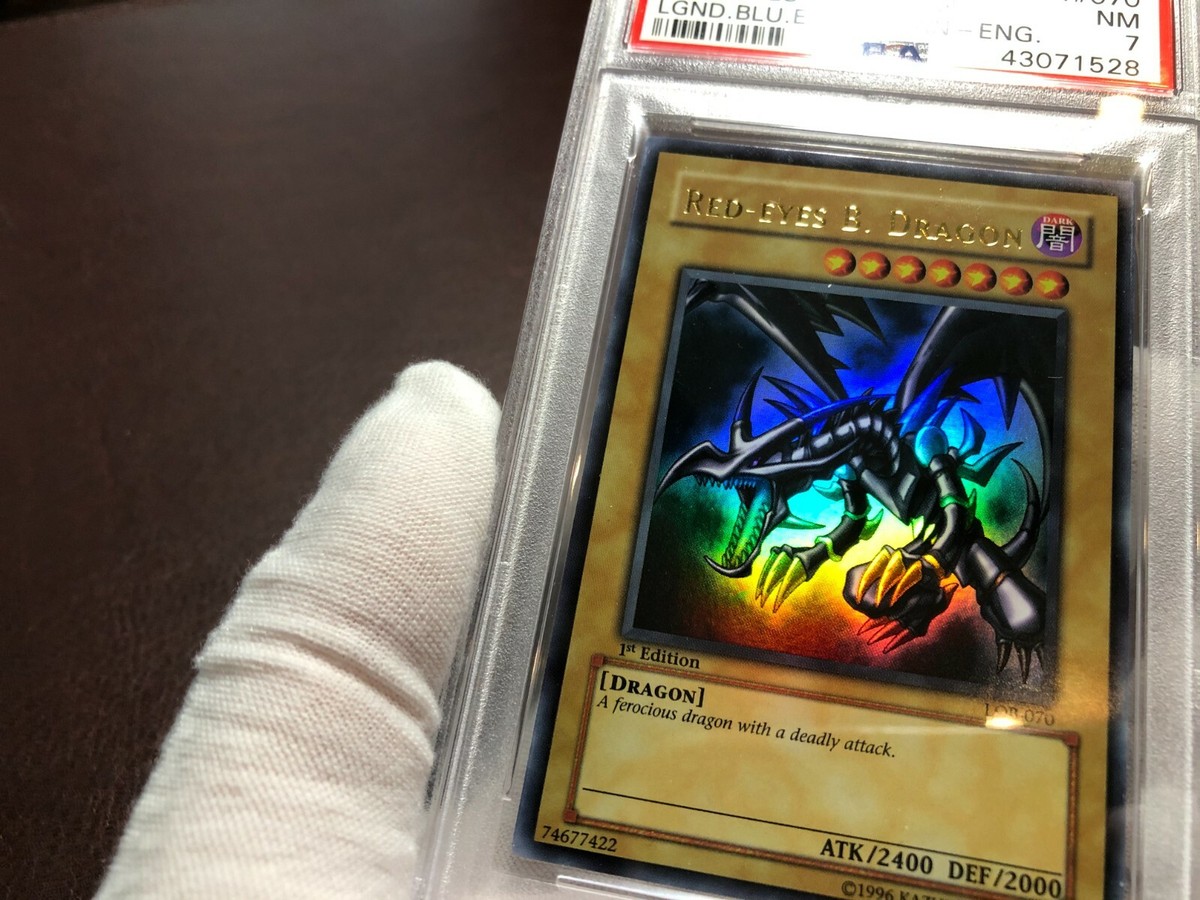 YUGIOH PSA 7 Mint First Edition RED-EYES BLACK DRAGON ASIAN