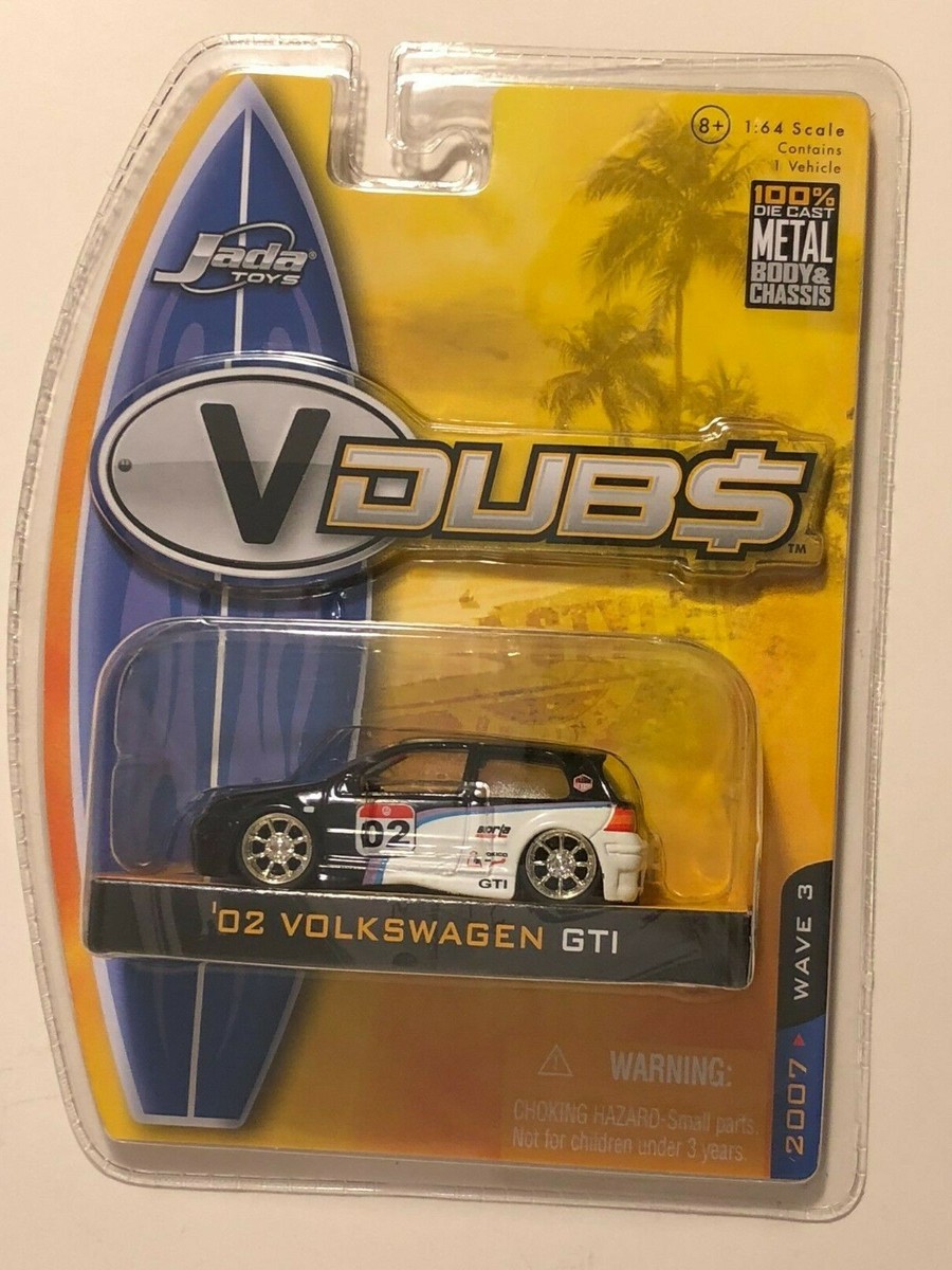 JADA TOYS VDUBS 2002 VOLKSWAGEN VW GTI BLACK / WHITE 1:64 WAVE 3