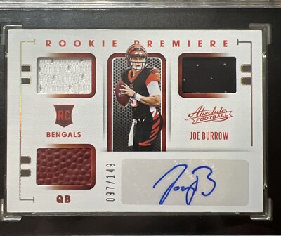 Joe Burrow 2020 Panini Triple Relic AUTO RC Rookie Card SP /149