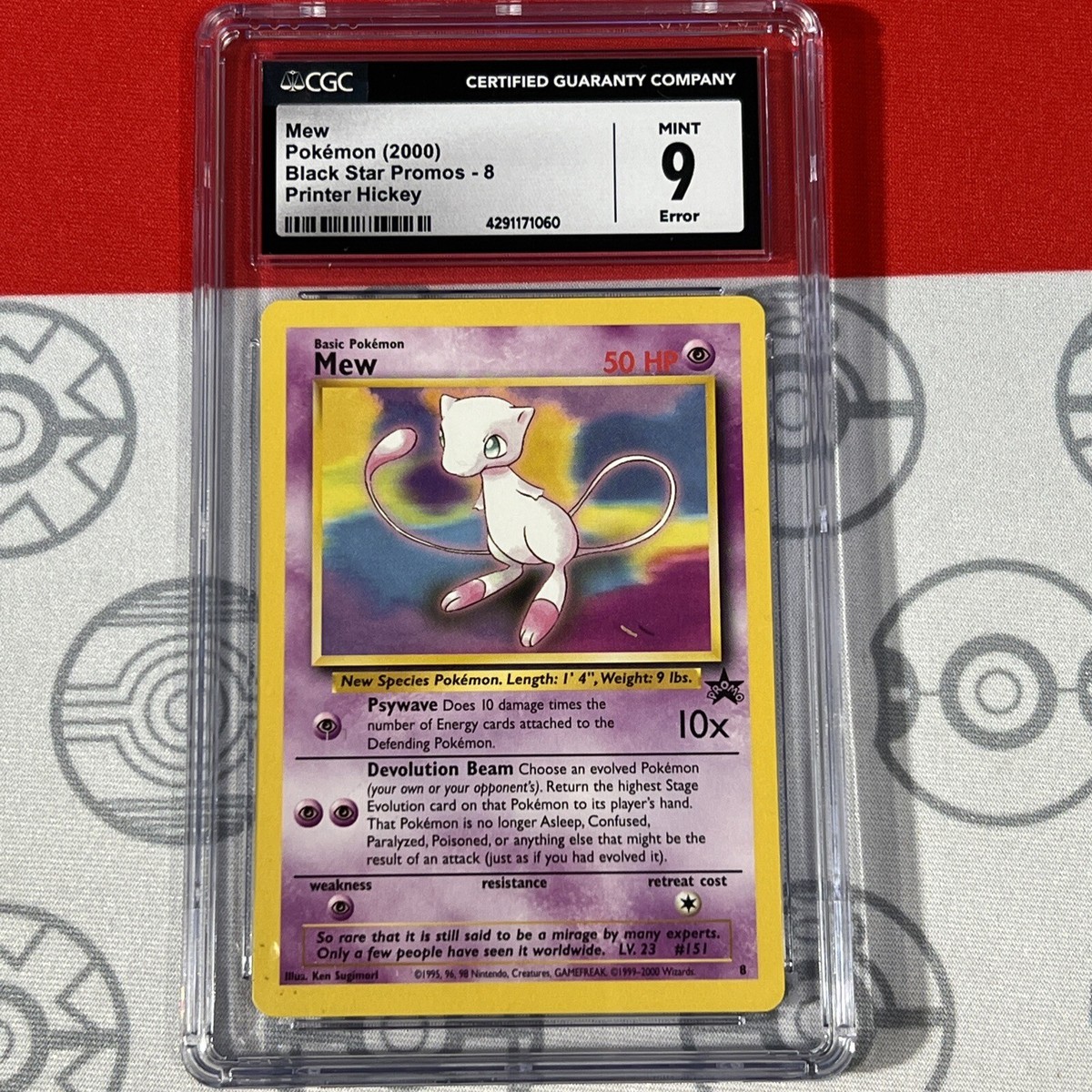 ERROR CGC 9 Mew Printer Hickey Black Star Promo 8 2000 Pokemon