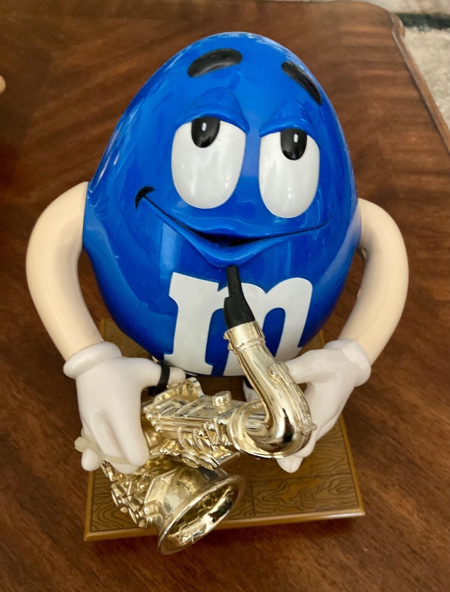 M & M Blue Peanut Playing The Saxophone Candy Dispenser MM