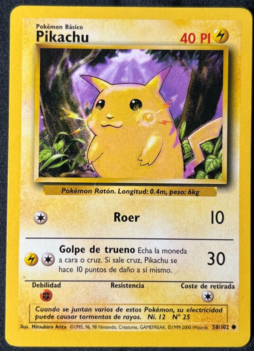 Pokémon TCG 1999-2000 SPANISH Pikachu 58/102 Yellow Cheeks Base