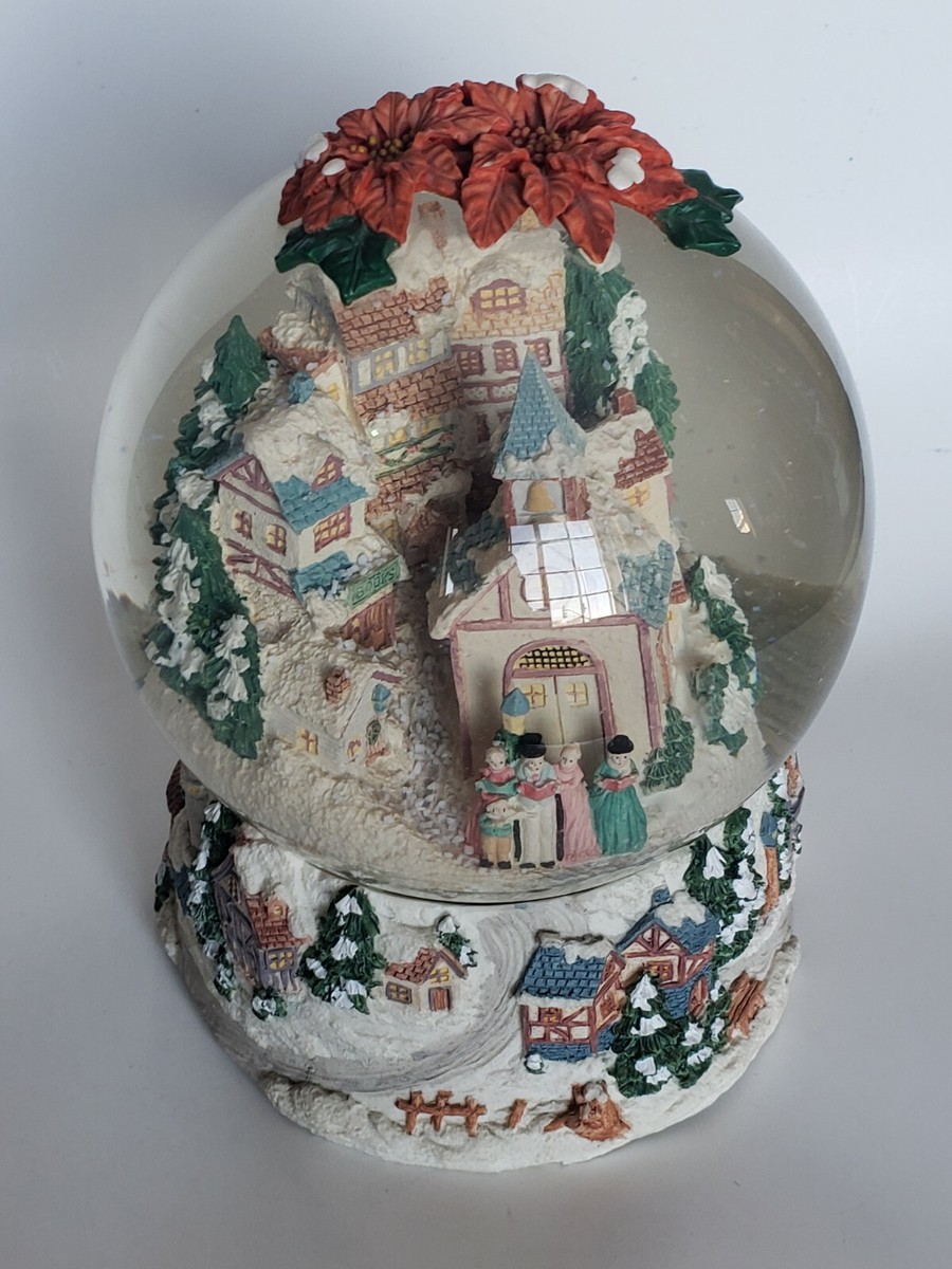 Vintage 90s Christmas Winter Wonderland Hand Painted Snow Globe