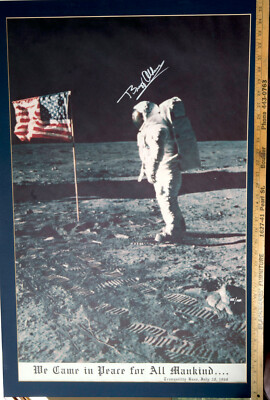 BUZZ ALDRIN SIGNED POSTER 24X36 APOLLO 11 Landing #555/1969