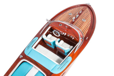 Riva Aquarama Blue/White Gift Home Decoration 70cm Speed Boat Ship