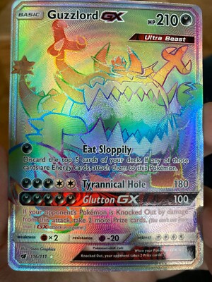 Mint Guzzlord GX 116/111 Pokemon Card SM Crimson Invasion Rainbow