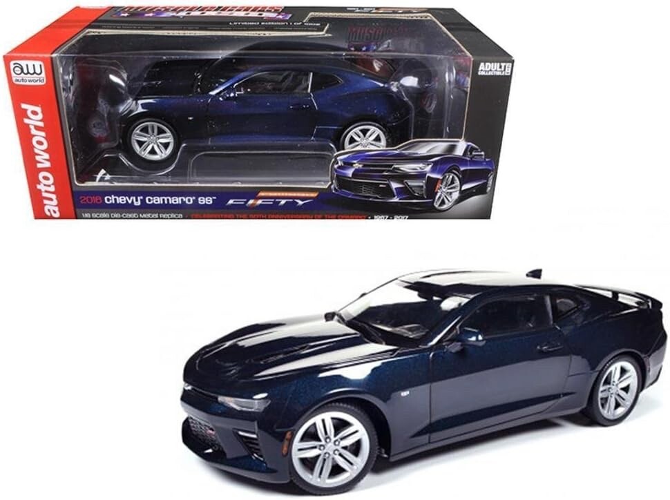 AutoWorld 1/18 2016 Chevrolet Camaro SS-50th Anniversary-Dark Blue