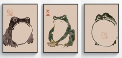 Japan Art Matsumoto Hoji frog art print Japanese woodblock Wabi