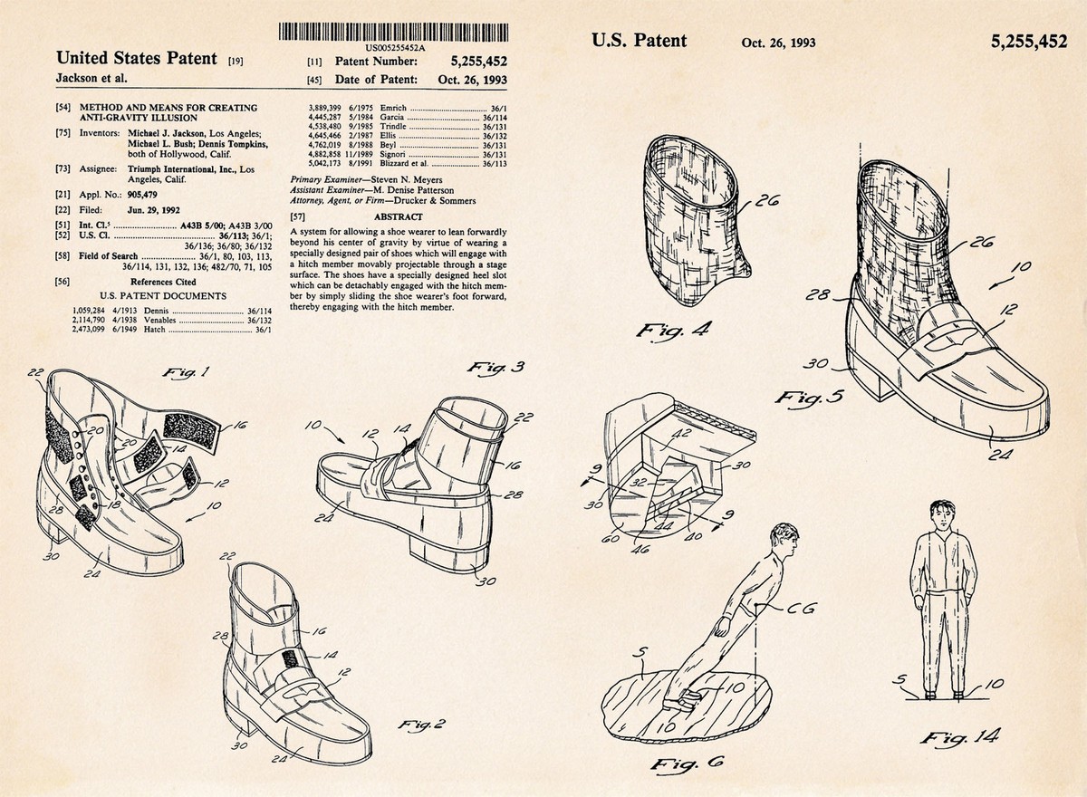 Vintage Michael Jackson Dance Shoes Illustration Patent Art Print