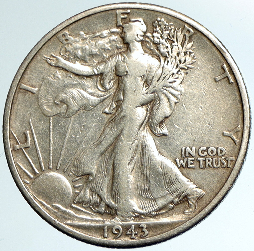 1943 UNITED STATES US Silver WALKING LIBERTY Half Dollar Coin BALD